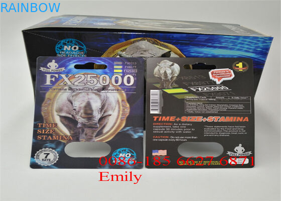 Kemasan Kertas Blister Kartu dilapisi Laminasi Mengkilap Untuk Pil Peningkatan Seksual