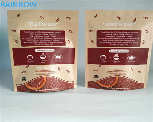 Sisi Depan Kantong Kertas Disesuaikan Yang Jelas Untuk Bubuk / Permen / Kopi