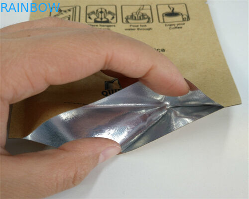 Sisi Depan Kantong Kertas Disesuaikan Yang Jelas Untuk Bubuk / Permen / Kopi