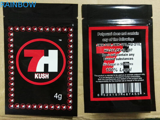 Glossy Foil Plastik Ritsleting Tas 7 h Label Kustom Dicetak Untuk Kapsul Biji CBD