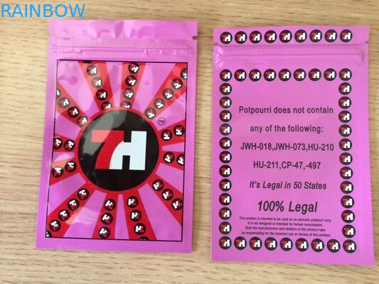 Glossy Foil Plastik Ritsleting Tas 7 h Label Kustom Dicetak Untuk Kapsul Biji CBD