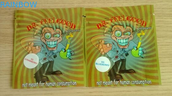 Amber Leaf Herbal Incense Packaging, Keamanan Three Side Seal Pouch 4g