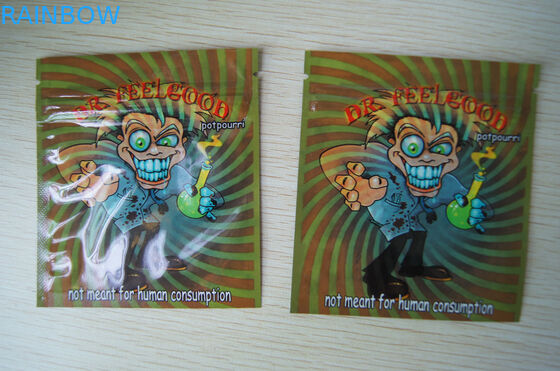 Amber Leaf Herbal Incense Packaging, Keamanan Three Side Seal Pouch 4g