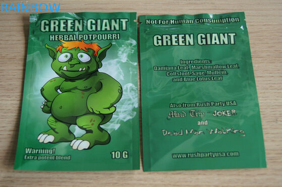 Clear Front Herbal Incense Packaging Logo Kustom Didaur Ulang Untuk Cuti Tembakau