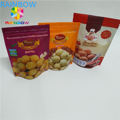 Colorful Stand Up Pouch Bags Permukaan Matt Dengan Notasi Air Mata Ziplock Atas