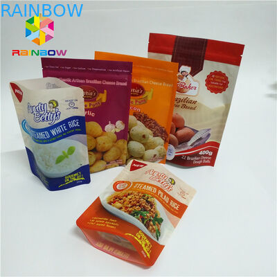 Colorful Stand Up Pouch Bags Permukaan Matt Dengan Notasi Air Mata Ziplock Atas