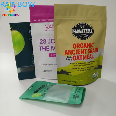 Colorful Stand Up Pouch Bags Permukaan Matt Dengan Notasi Air Mata Ziplock Atas