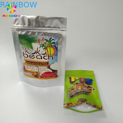 Colorful Stand Up Pouch Bags Permukaan Matt Dengan Notasi Air Mata Ziplock Atas