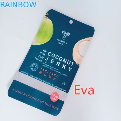 Mylar Zipper Kustom Dicetak Snack Bags Plastik Murni Untuk Kelapa Jerk / Buah Kering