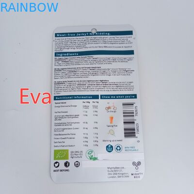 Mylar Zipper Kustom Dicetak Snack Bags Plastik Murni Untuk Kelapa Jerk / Buah Kering