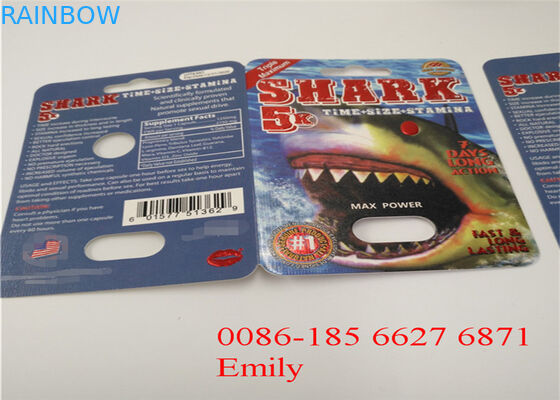 Logo Disesuaikan Kartu Blister Kemasan Bahan PET Untuk Pil Peningkatan Pria