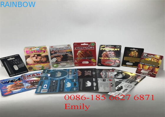 CMYK Color Blister Card Packaging Untuk Pil Seks Pria 12000 Pcs MOQ
