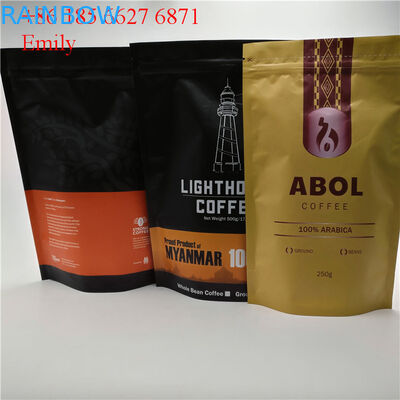 Zipper Foil Pouch Packaging 250g 500g Dengan Katup Degassing One-Way