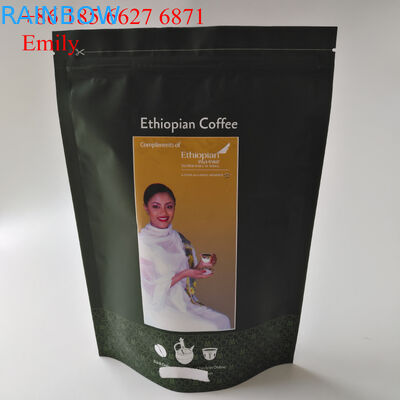 Zipper Foil Pouch Packaging 250g 500g Dengan Katup Degassing One-Way