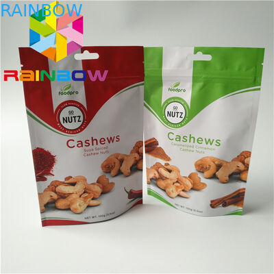 Kemasan kantong makanan ringan yang dapat ditutup kembali Sertifikat FDA Dengan bahan MOPP / VMPET / PE