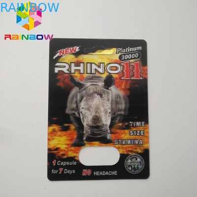 3D Kemasan Kartu Badak Badak 3D Badak Rhino 11 Mens Suplemen Seksual Untuk Meningkatkan Libido