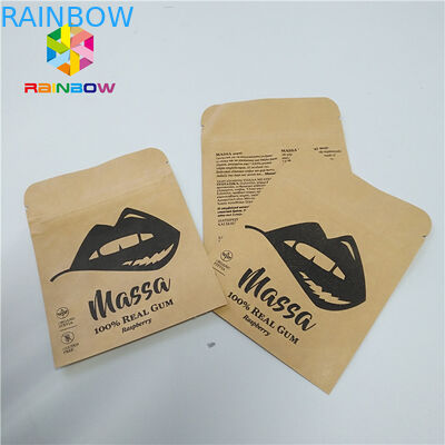 Ziplock Kraft Paper Foil Pouch Kemasan Tiga Sisi Sealed Flat Reclosable Pouch