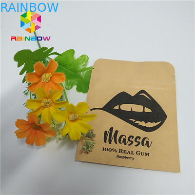 Ziplock Kraft Paper Foil Pouch Kemasan Tiga Sisi Sealed Flat Reclosable Pouch
