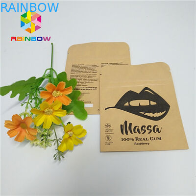 Ziplock Kraft Paper Foil Pouch Kemasan Tiga Sisi Sealed Flat Reclosable Pouch