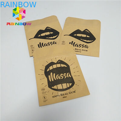 Ziplock Kraft Paper Foil Pouch Kemasan Tiga Sisi Sealed Flat Reclosable Pouch