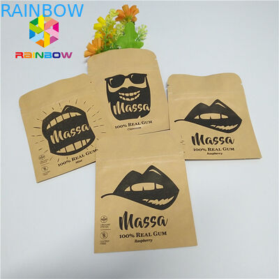Ziplock Kraft Paper Foil Pouch Kemasan Tiga Sisi Sealed Flat Reclosable Pouch