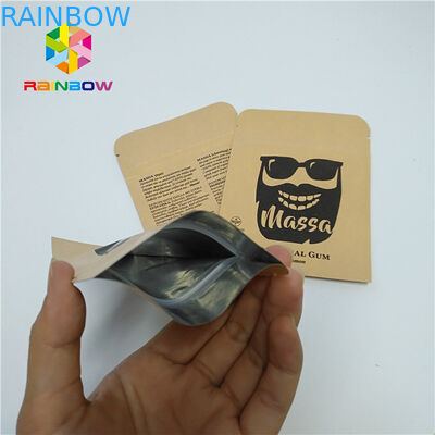 Pill Foil Pouch Packaging Sampel Disesuaikan Kertas Kraft Three Side Sealed Pouch