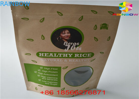 Matcha Tea Stand Up Zipper Pouch Bahan Laminasi Aluminium Foil Recycle Kertas Kraft