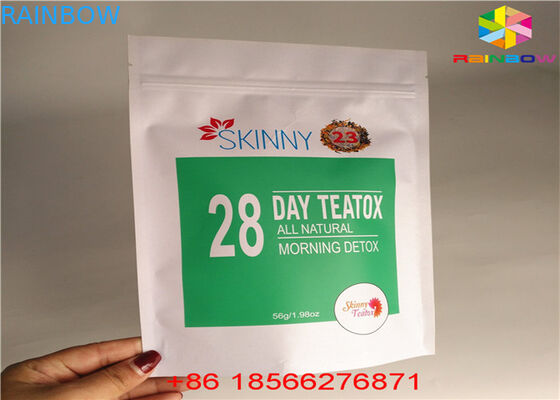 Matcha Tea Stand Up Zipper Pouch Bahan Laminasi Aluminium Foil Recycle Kertas Kraft