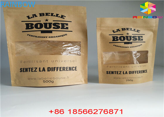 Tas Kertas Reusable Disesuaikan Makanan Pouch Stand Up Ziplock Bukti Bau Dengan Jendela