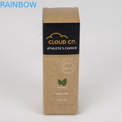 Ramah Lingkungan Kosmetik Timbul Kotak Kertas Kemasan Coklat Kertas Kraft Botol Minyak Cbd Diterapkan