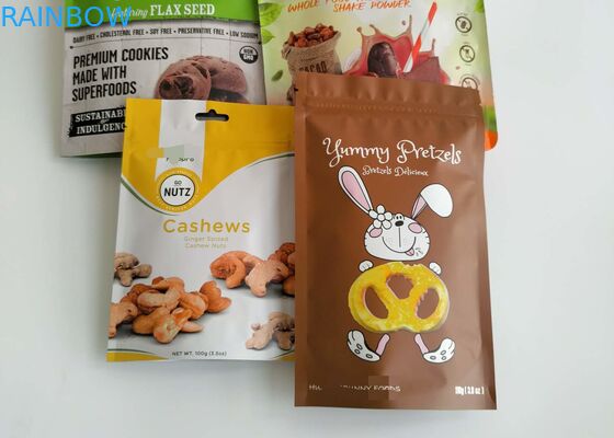 Tas Kemasan Makanan Kering Aluminium Plastik Zipper Top Untuk Benih Beras Bumbu Ikan