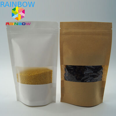Stand Up Pouch Putih Kraft Paper Bag Kemasan Doy Pack Zipper Lock Untuk Milk Protein Powder