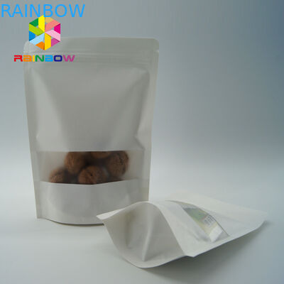 Stand Up Pouch Putih Kraft Paper Bag Kemasan Doy Pack Zipper Lock Untuk Milk Protein Powder