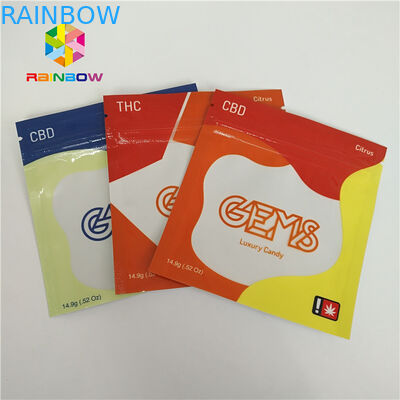 Printed Zipper Resealable Plastic Bag Packaging Cbd Gummy Permen Pouch Glossy Surface