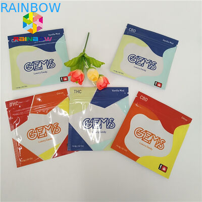 Printed Zipper Resealable Plastic Bag Packaging Cbd Gummy Permen Pouch Glossy Surface