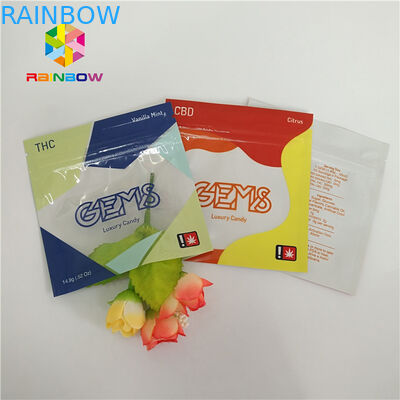 Three Side Sealed Dicetak Kantong Plastik Gummy Permen Kemasan Disesuaikan Dengan Ziplock