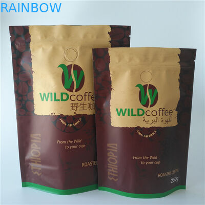 Kantong Teh yang Dapat Ditutup Kembali Dengan Kemasan Aluminium Foil Stand Up Coffee Bag Dengan Valve
