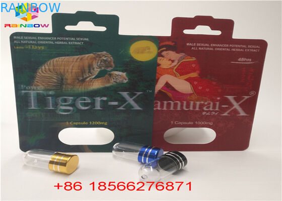 Sex Pill Blister Card Kemasan Kotak Display 3D Kapsul Kotak Kertas Dengan Lubang Ganda
