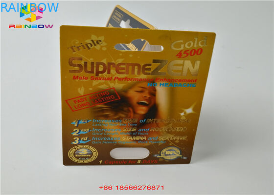 Sex Pill Blister Card Kemasan Kotak Display 3D Kapsul Kotak Kertas Dengan Lubang Ganda