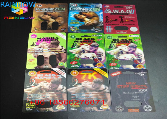 Sex Pill Blister Card Kemasan Kotak Display 3D Kapsul Kotak Kertas Dengan Lubang Ganda