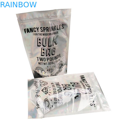 Kemasan Holografik Stand Up Zipper Pouch Bags Kustomisasi Dicetak Plastik
