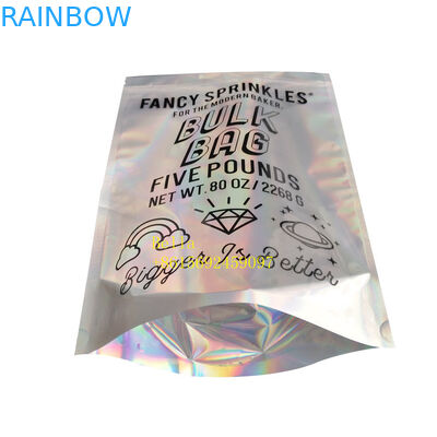 Kemasan Holografik Stand Up Zipper Pouch Bags Kustomisasi Dicetak Plastik