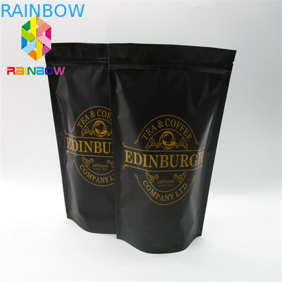 Kantong Plastik Food Grade Kemasan Matt Black Surface Coffee Bag Ditandai FDA