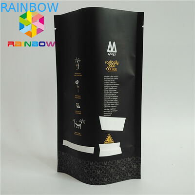 Kantong Plastik Food Grade Kemasan Matt Black Surface Coffee Bag Ditandai FDA