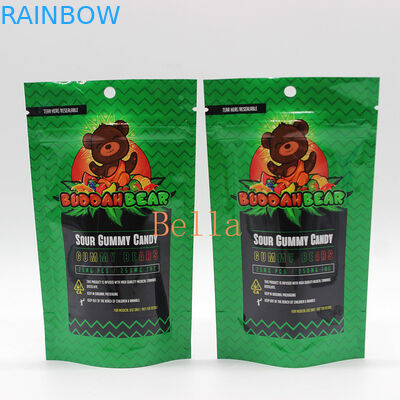 Clear Window Stand Up Zipper Pouch Cetak Kustom Untuk Kemasan Teh Herbal CBD Powerfood