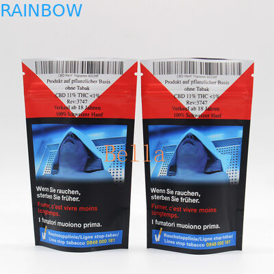 Clear Window Stand Up Zipper Pouch Cetak Kustom Untuk Kemasan Teh Herbal CBD Powerfood