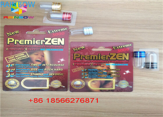 Seks pil kemasan kartu dan kotak display 3D Stiff Rox pil kertas kartu / kapsul kemasan kotak kertas dengan lubang ganda