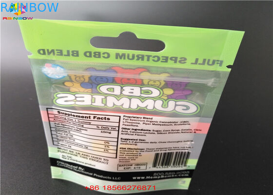CBD GUMMIES kemasan kantong plastik dengan jendela aluminium sachet dilaminasi tas panas segel kantong zip makanan polybag