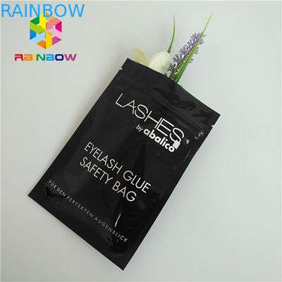 Zip Top Heat Seal Packaging Bags Bulu Mata Holographic Stand Up Pouch Clear Depan