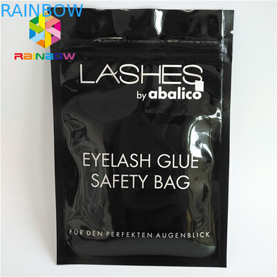 Zip Top Heat Seal Packaging Bags Bulu Mata Holographic Stand Up Pouch Clear Depan